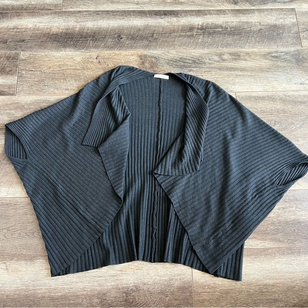 ANTHROPOLOGIE Pure + Good Charcoal Grey Amanda Shawl Kimono Cardigan OS Knit - Picture 8 of 9